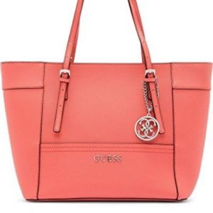 GUESS DELANEY TOTE IN CORAL/PINK